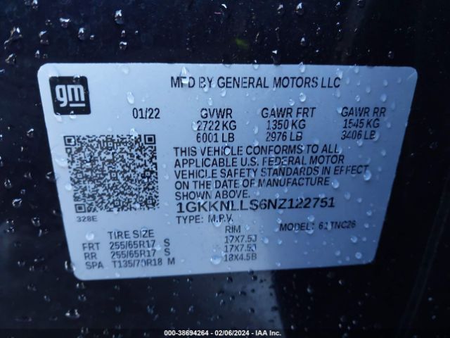 Photo 8 VIN: 1GKKNLLS6NZ122751 - GMC ACADIA 