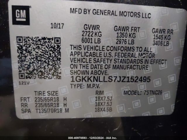 Photo 8 VIN: 1GKKNLLS7JZ152495 - GMC ACADIA 