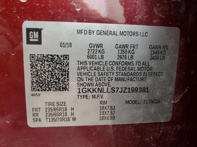 Photo 12 VIN: 1GKKNLLS7JZ199381 - GMC ACADIA SLE 