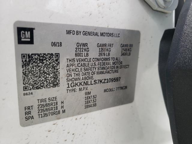 Photo 9 VIN: 1GKKNLLS7KZ109597 - GMC ACADIA SLE 