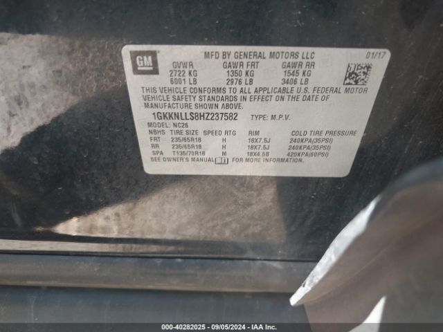 Photo 8 VIN: 1GKKNLLS8HZ237582 - GMC ACADIA 