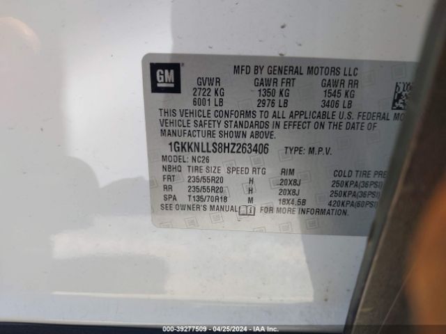 Photo 8 VIN: 1GKKNLLS8HZ263406 - GMC ACADIA 