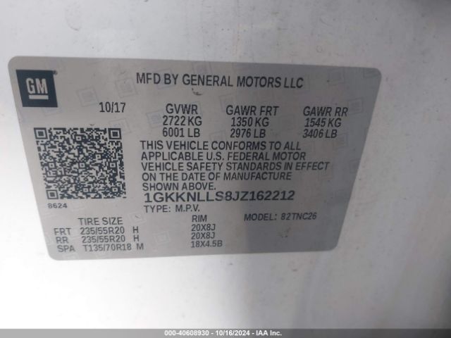 Photo 8 VIN: 1GKKNLLS8JZ162212 - GMC ACADIA 