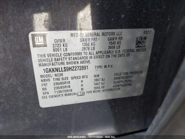 Photo 8 VIN: 1GKKNLLS9HZ272891 - GMC ACADIA 