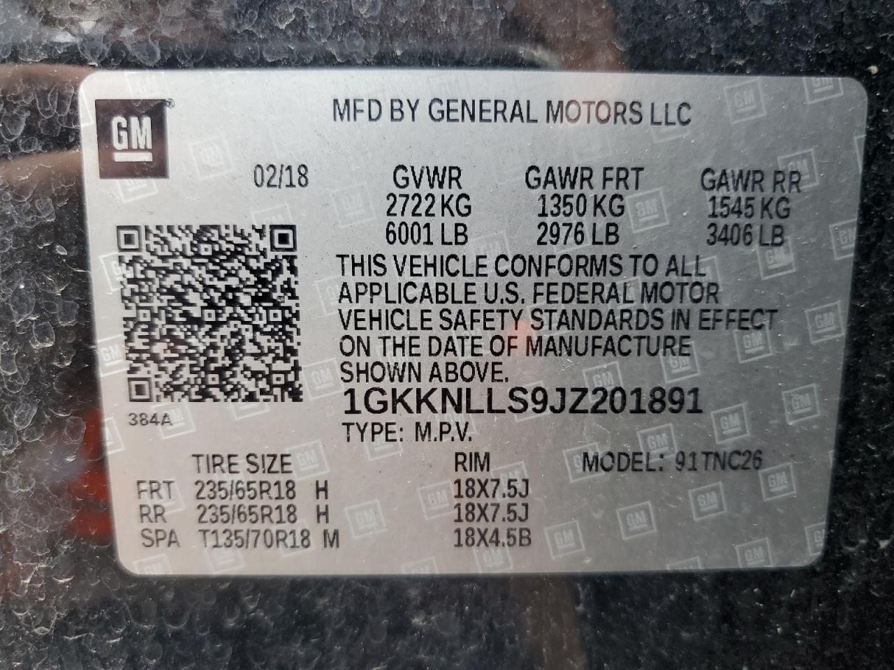 Photo 11 VIN: 1GKKNLLS9JZ201891 - GMC ACADIA 