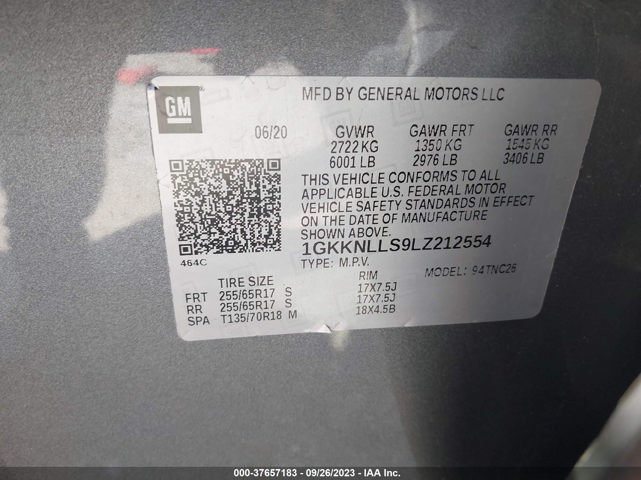 Photo 8 VIN: 1GKKNLLS9LZ212554 - GMC ACADIA 