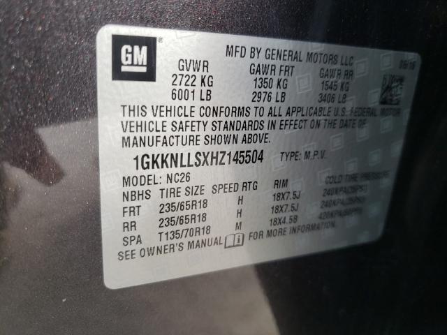 Photo 9 VIN: 1GKKNLLSXHZ145504 - GMC ACADIA SLE 