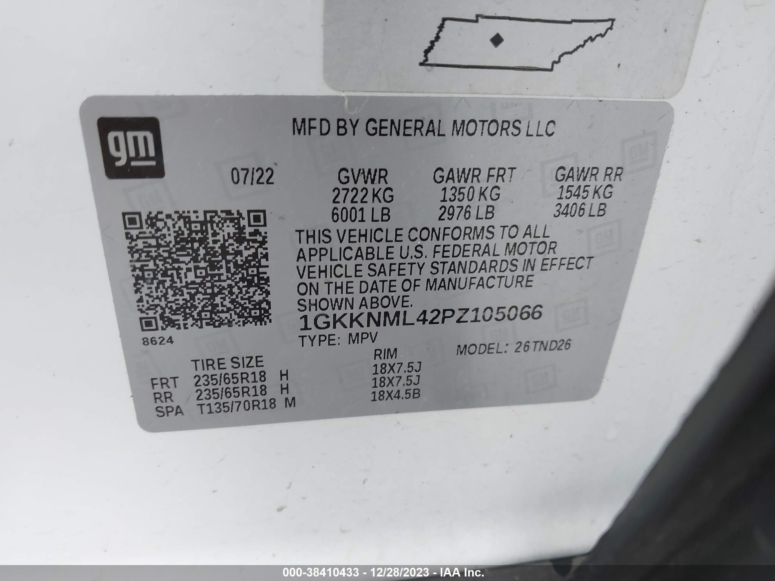 Photo 8 VIN: 1GKKNML42PZ105066 - GMC ACADIA 