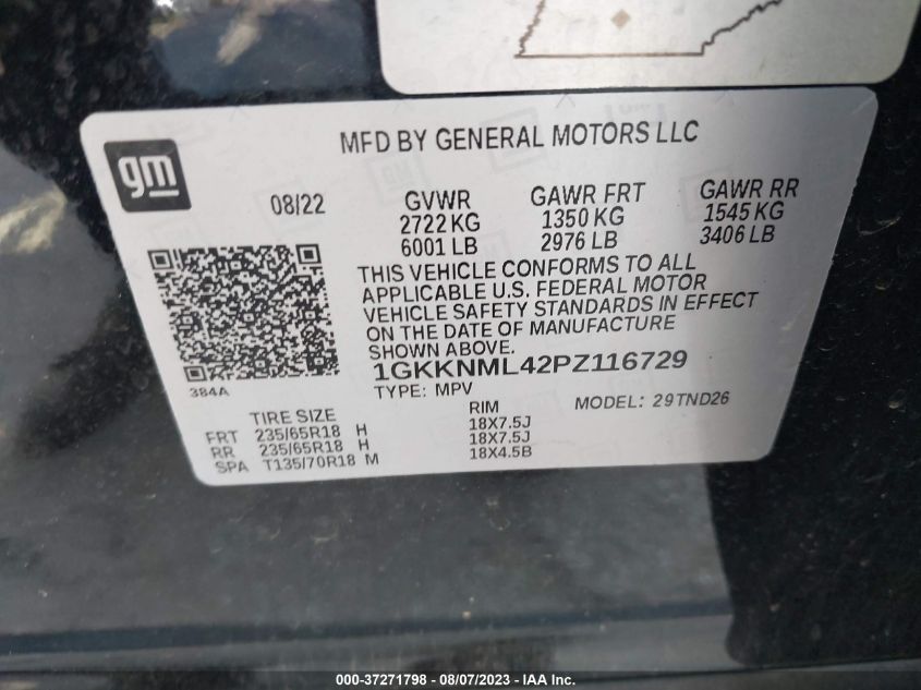 Photo 8 VIN: 1GKKNML42PZ116729 - GMC ACADIA 