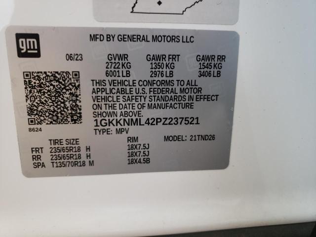 Photo 12 VIN: 1GKKNML42PZ237521 - GMC ACADIA SLT 