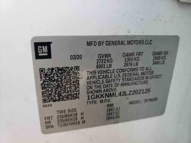 Photo 9 VIN: 1GKKNML43LZ202125 - GMC ACADIA SLT 