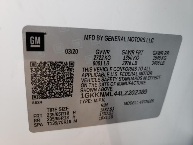 Photo 9 VIN: 1GKKNML44LZ202389 - GMC ACADIA SLT 