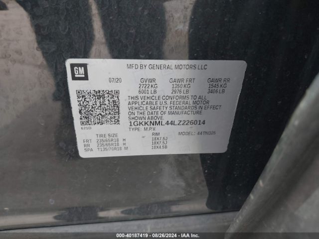 Photo 8 VIN: 1GKKNML44LZ226014 - GMC ACADIA 