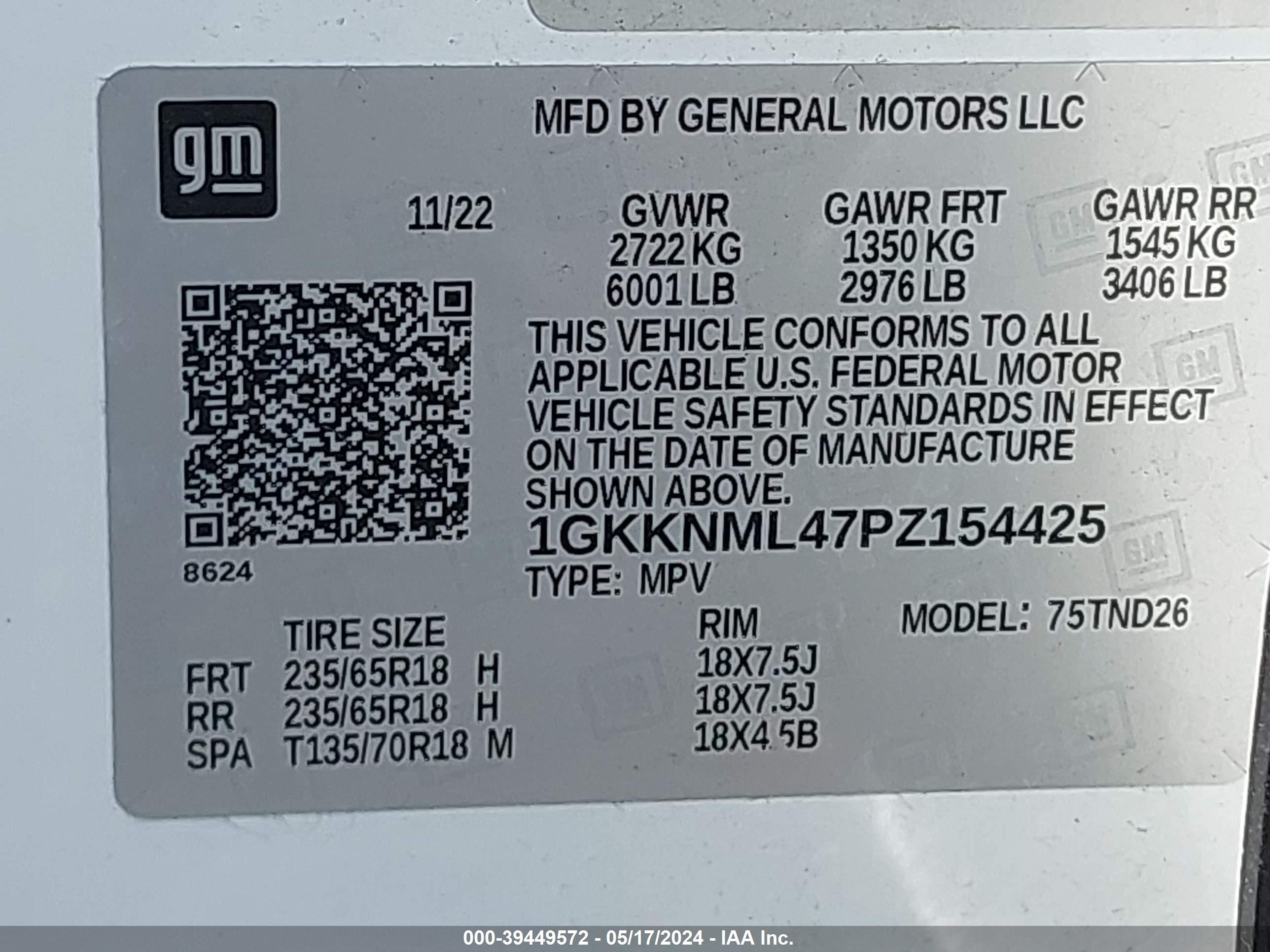 Photo 8 VIN: 1GKKNML47PZ154425 - GMC ACADIA 