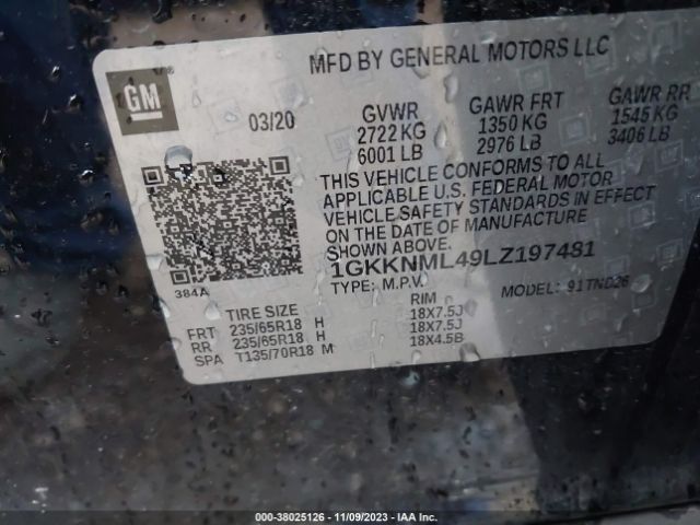 Photo 8 VIN: 1GKKNML49LZ197481 - GMC ACADIA 