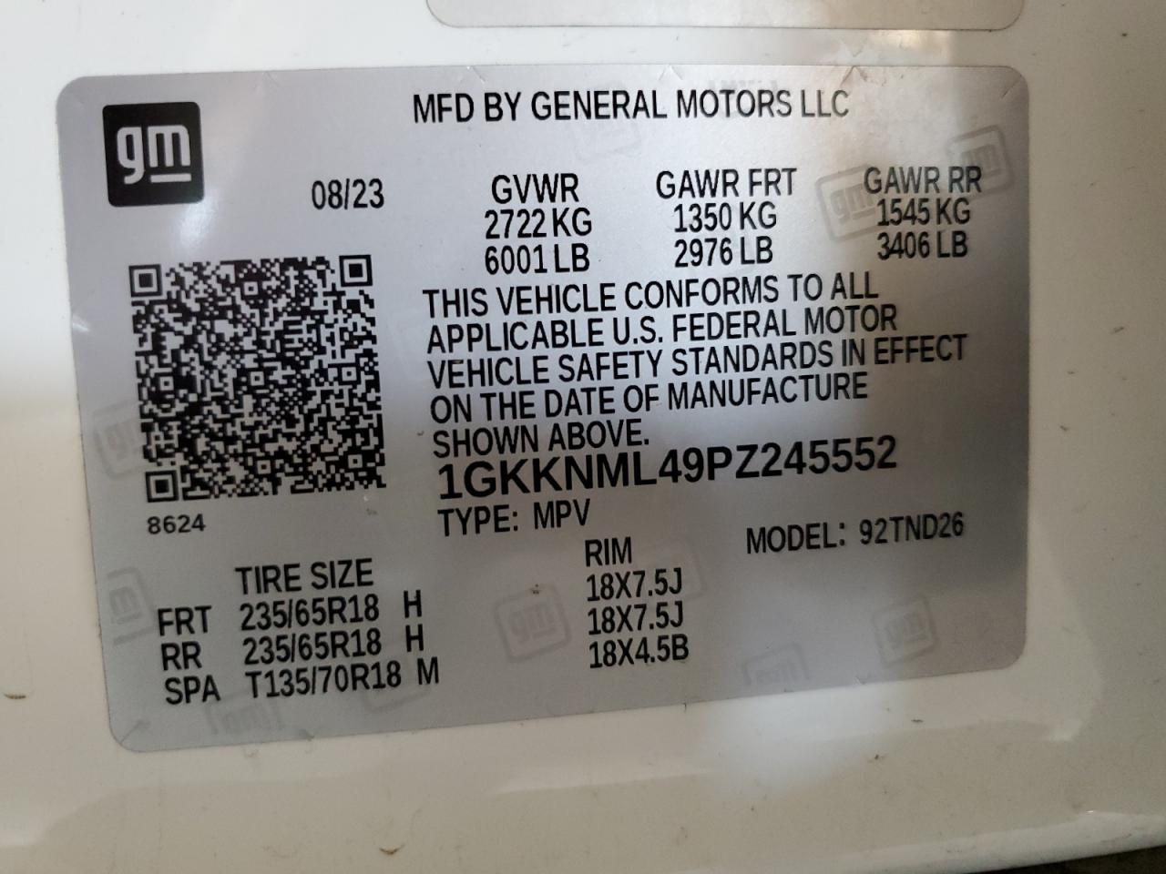 Photo 12 VIN: 1GKKNML49PZ245552 - GMC ACADIA 