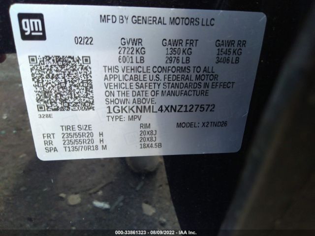 Photo 8 VIN: 1GKKNML4XNZ127572 - GMC ACADIA 