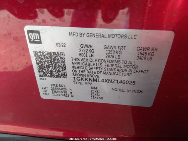 Photo 8 VIN: 1GKKNML4XNZ146025 - GMC ACADIA 