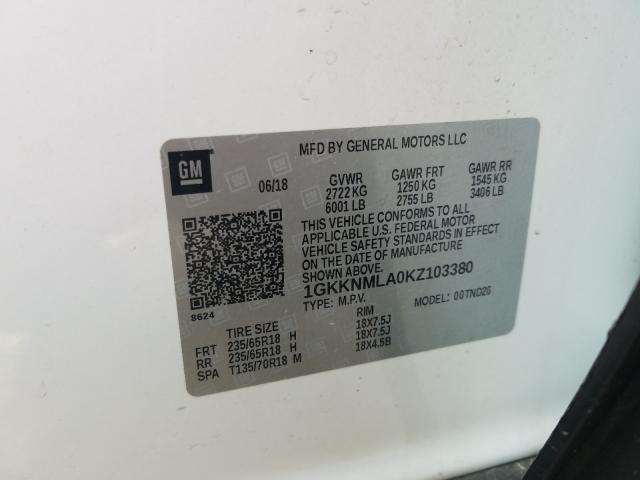 Photo 9 VIN: 1GKKNMLA0KZ103380 - GMC ACADIA SLT 