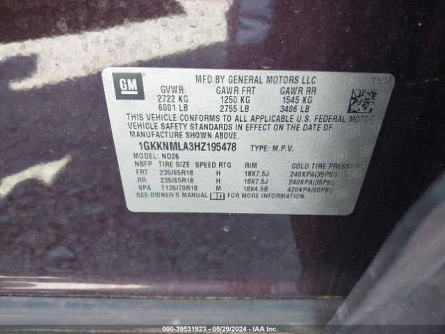 Photo 8 VIN: 1GKKNMLA3HZ195478 - GMC ACADIA 