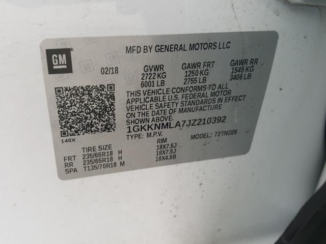 Photo 9 VIN: 1GKKNMLA7JZ210392 - GMC ACADIA SLT 