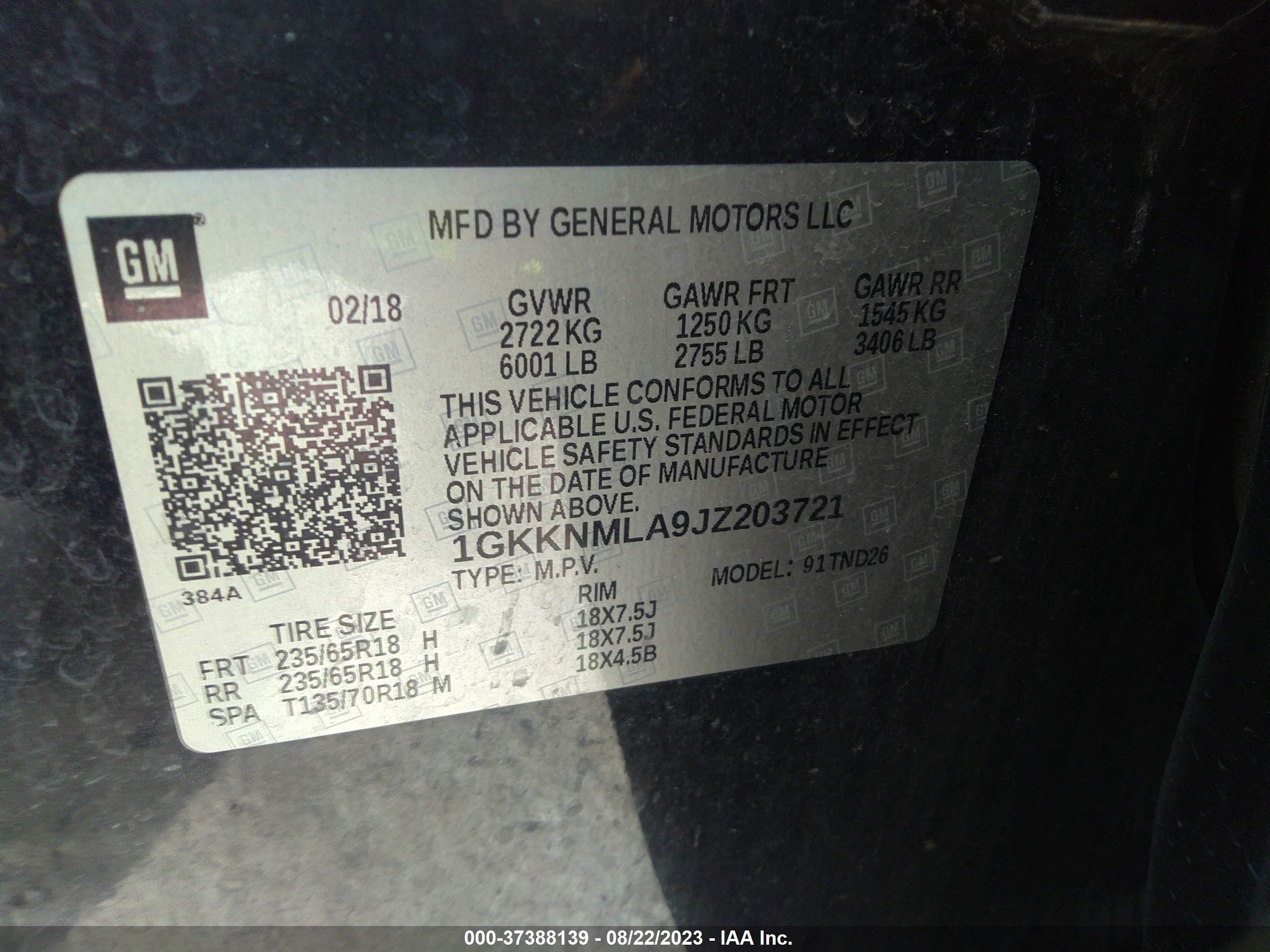 Photo 8 VIN: 1GKKNMLA9JZ203721 - GMC ACADIA 