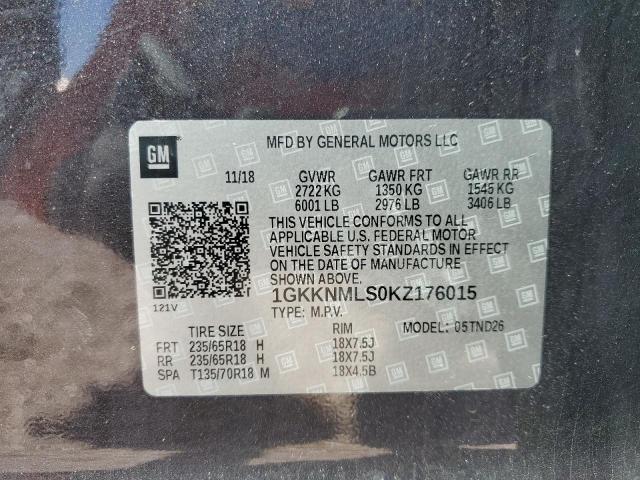 Photo 12 VIN: 1GKKNMLS0KZ176015 - GMC ACADIA SLT 