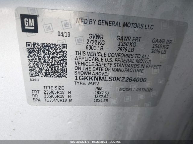 Photo 8 VIN: 1GKKNMLS0KZ264000 - GMC ACADIA 