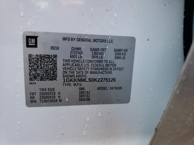 Photo 9 VIN: 1GKKNMLS0KZ275126 - GMC ACADIA SLT 