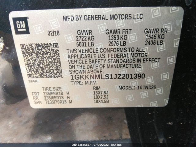 Photo 8 VIN: 1GKKNMLS1JZ201390 - GMC ACADIA 