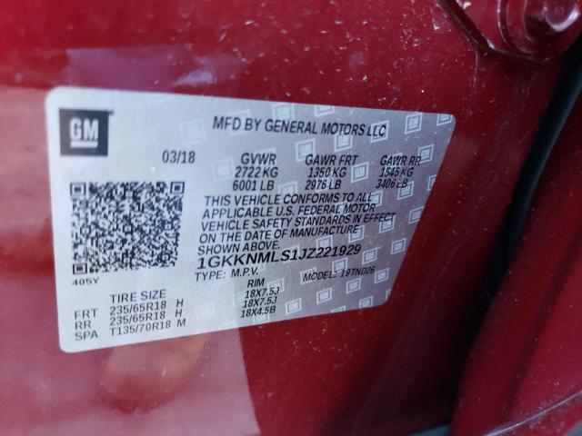 Photo 9 VIN: 1GKKNMLS1JZ221929 - GMC ACADIA SLT 