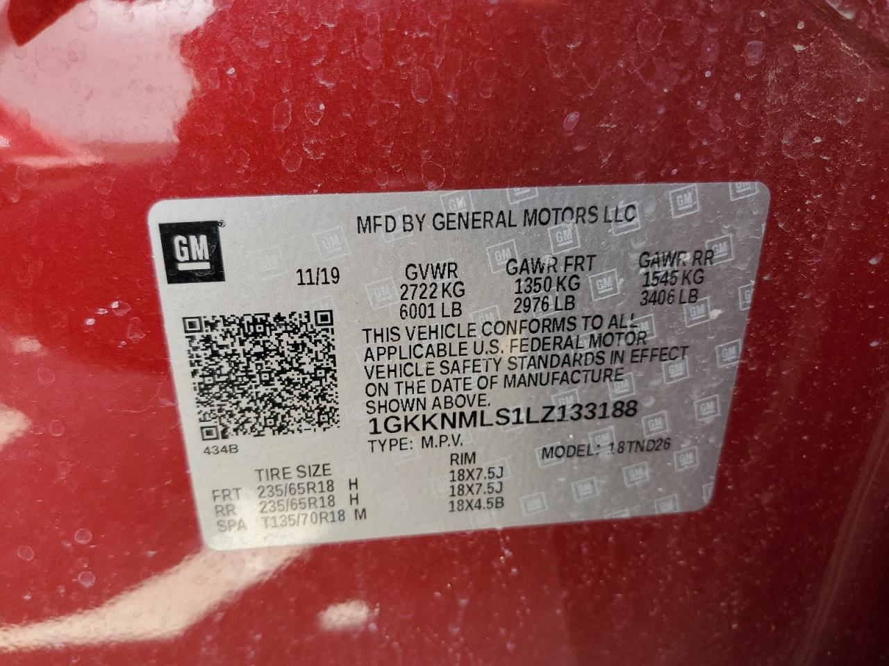 Photo 12 VIN: 1GKKNMLS1LZ133188 - GMC ACADIA 