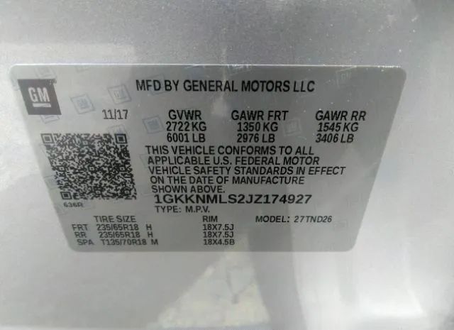 Photo 8 VIN: 1GKKNMLS2JZ174927 - GMC ACADIA 