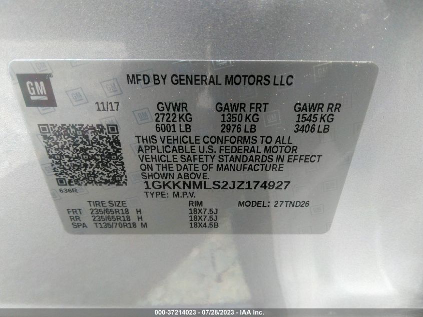 Photo 8 VIN: 1GKKNMLS2JZ174927 - GMC ACADIA 