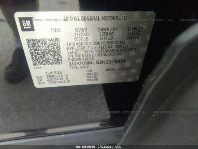 Photo 8 VIN: 1GKKNMLS2KZ178994 - GMC ACADIA 