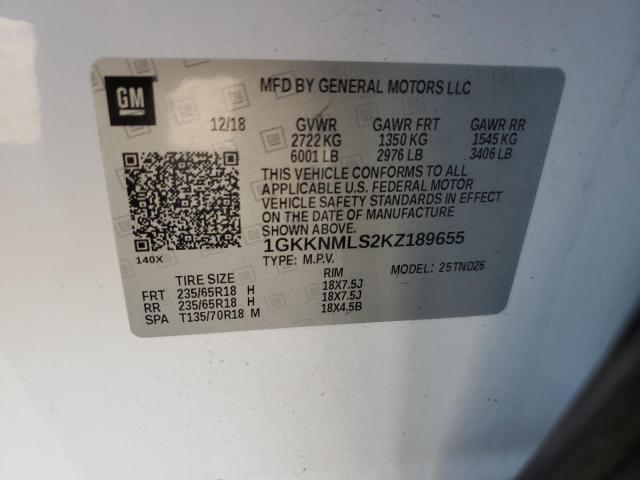 Photo 12 VIN: 1GKKNMLS2KZ189655 - GMC ACADIA SLT 