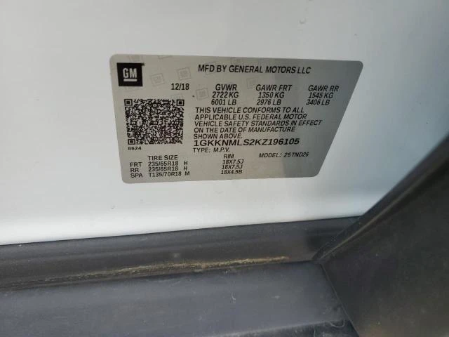 Photo 12 VIN: 1GKKNMLS2KZ196105 - GMC ACADIA SLT 