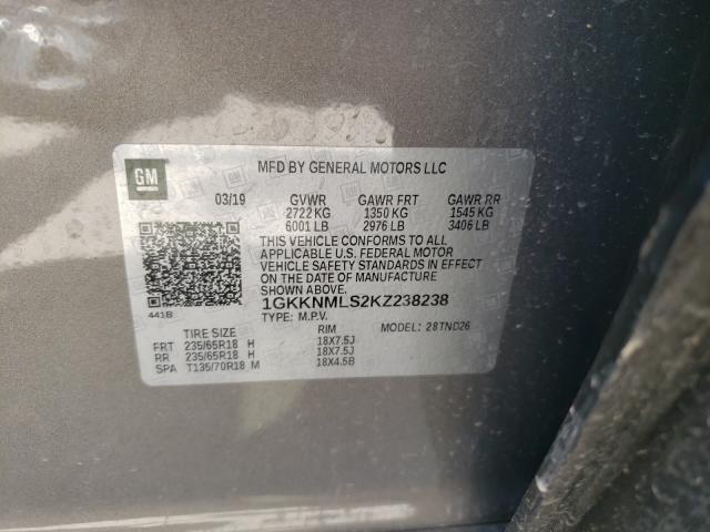 Photo 9 VIN: 1GKKNMLS2KZ238238 - GMC ACADIA SLT 