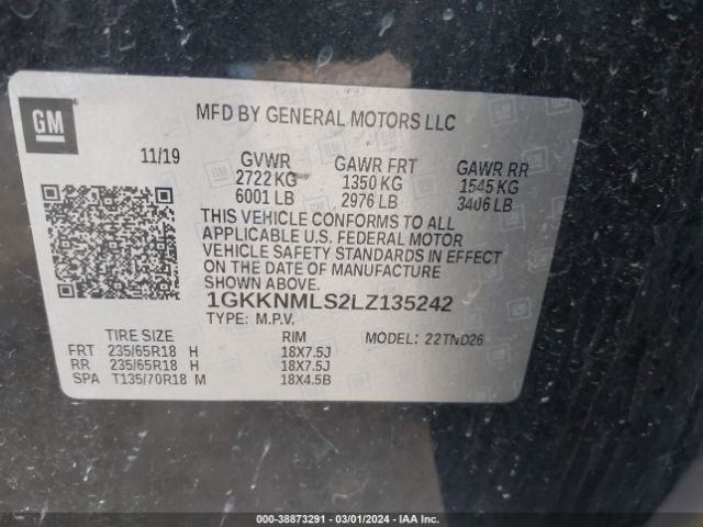 Photo 8 VIN: 1GKKNMLS2LZ135242 - GMC ACADIA 