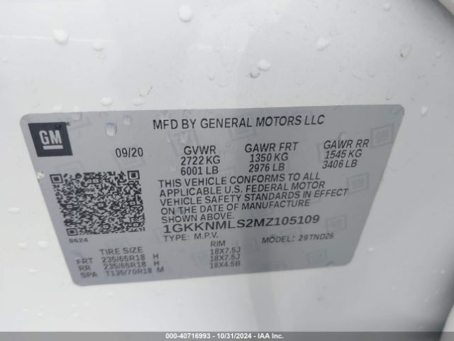 Photo 8 VIN: 1GKKNMLS2MZ105109 - GMC ACADIA 