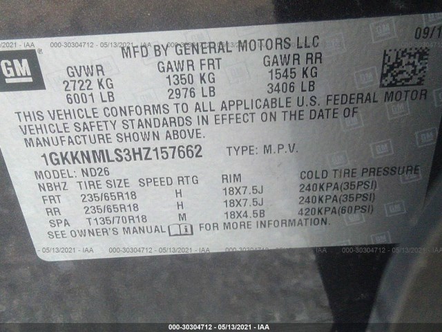 Photo 8 VIN: 1GKKNMLS3HZ157662 - GMC ACADIA 