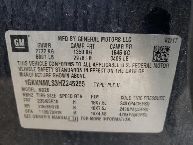 Photo 9 VIN: 1GKKNMLS3HZ245255 - GMC ACADIA SLT 