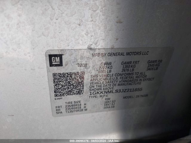 Photo 8 VIN: 1GKKNMLS3JZ211855 - GMC ACADIA 