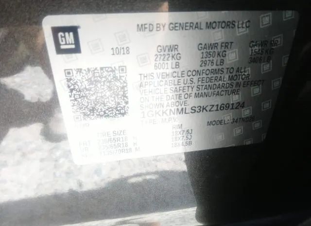 Photo 8 VIN: 1GKKNMLS3KZ169124 - GMC ACADIA 