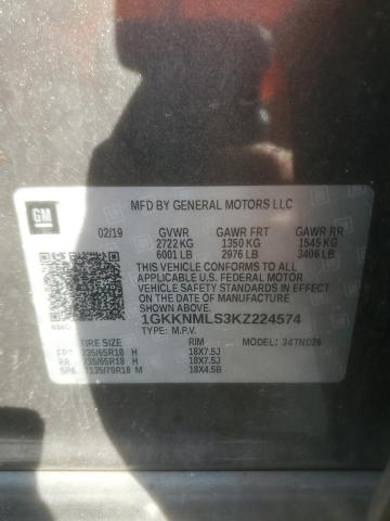 Photo 12 VIN: 1GKKNMLS3KZ224574 - GMC ACADIA SLT 