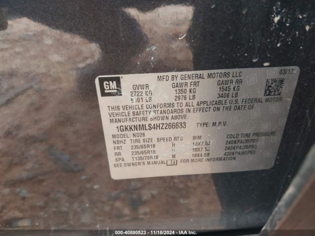 Photo 8 VIN: 1GKKNMLS4HZ266633 - GMC ACADIA 