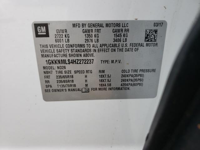 Photo 9 VIN: 1GKKNMLS4HZ272237 - GMC ACADIA SLT 