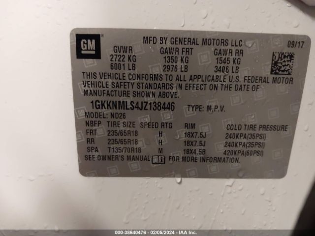 Photo 8 VIN: 1GKKNMLS4JZ138446 - GMC ACADIA 