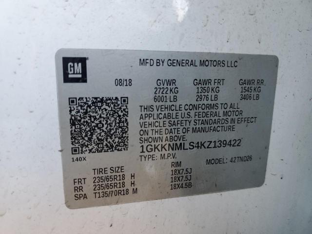 Photo 12 VIN: 1GKKNMLS4KZ139422 - GMC ACADIA SLT 