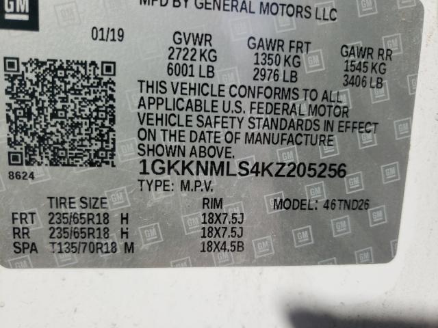 Photo 9 VIN: 1GKKNMLS4KZ205256 - GMC ACADIA SLT 